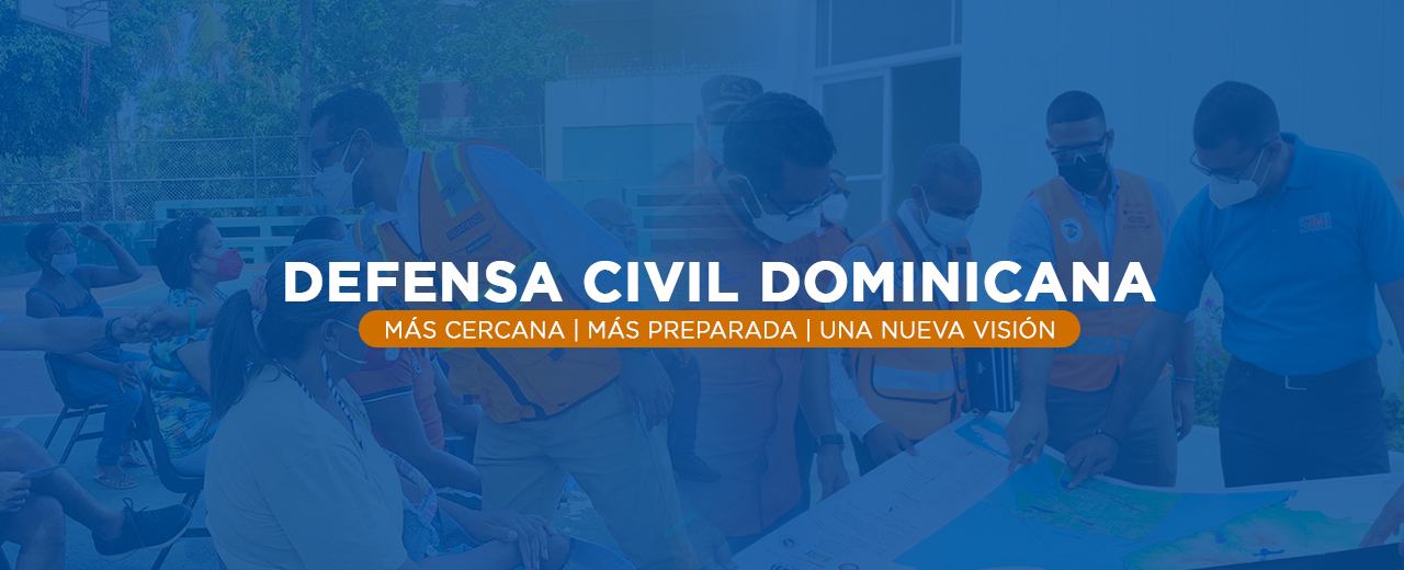 banner defensa civil dominicana, más cercana, más preparada, una nueva visión