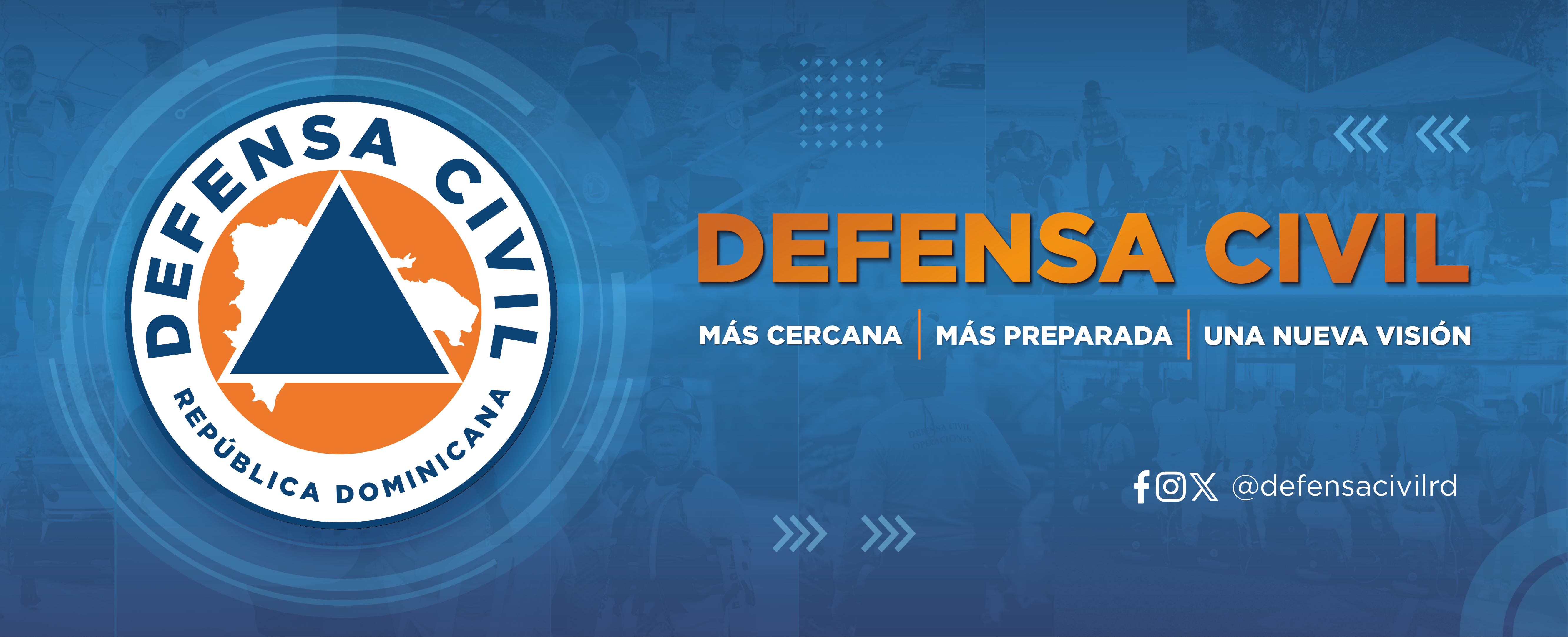 banner defensa civil dominicana, más cercana, más preparada, una nueva visión